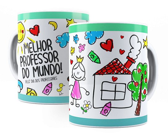 Caneca Melhor Professor Do Mundo 325 Ml De Porcelana