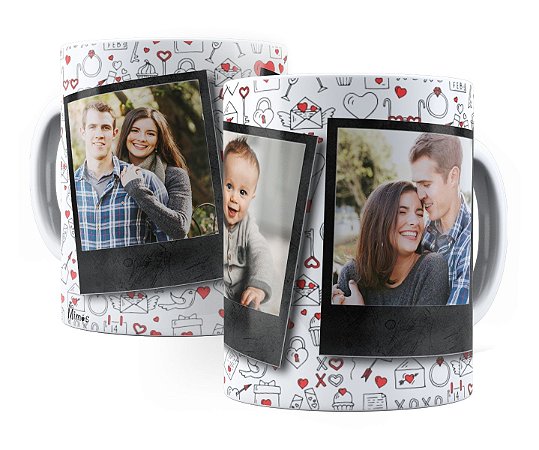 Caneca Personalizada Com 3 Fotos 325 Ml De Porcelana