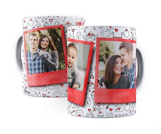 Caneca Personalizada Com 3 Fotos 325 Ml De Porcelana