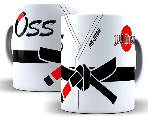 Caneca Jiu Jitsu Faixa Preta 325 Ml De Porcelana