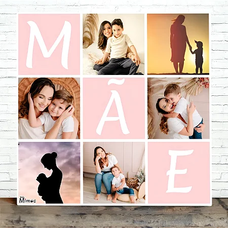 Quadro 20x20 De Azulejo Personalizado Com 6 Fotos Dia Das Mães