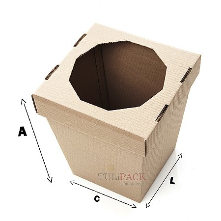 LIXEIRA DE PAPELÃO ONDULADO - MOD.P (Parda) C:26,5 X L:26,5 X A:32 CM. (500 UNIDADES)