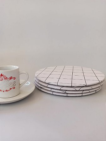 Mesa posta para chá ou café grid de fundo branco