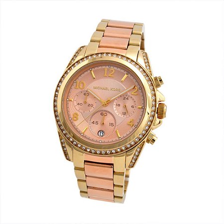 Relógio Feminino Michael Kors MK6316 Dourado Fundo Rose Cravejado