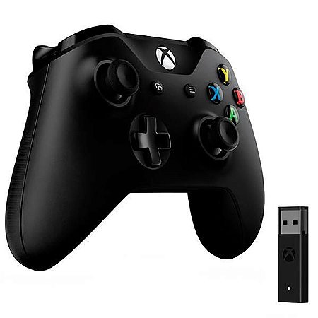 Controle Sem Fio Microsoft 1708 para Xbox One Adaptador Wireless - Preto