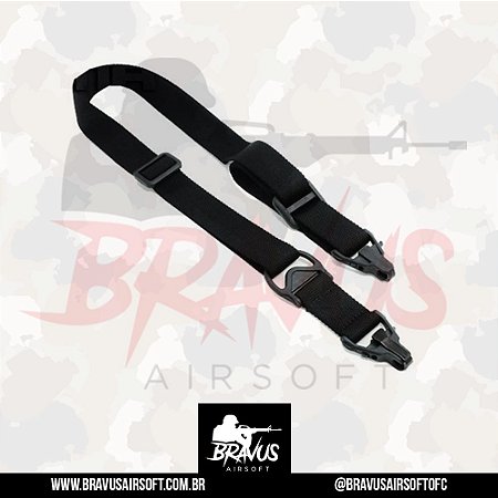 BANDOLEIRA TÁTICA 2 PONTAS PRETA - BRAVUS AIRSOFT