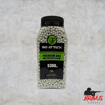BBS PARA AIRSOFT 0.20G (5300 UNID) - BIO ATTACK PREMIUM