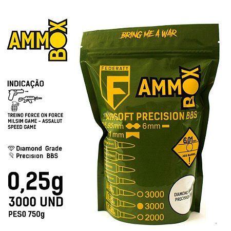 JF-BBS25 - BBS 0,25g AMMO BOX C/3000 (750g) FEDERATY Airsoft