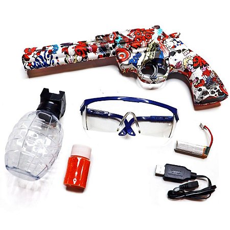 Brinquedo Arma De Gel Pistola Automatica Oculos Brilha Escuro