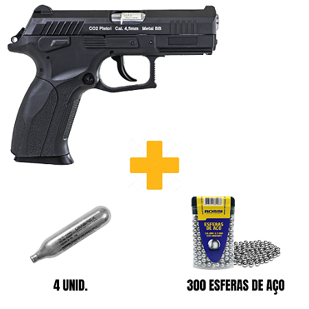 WINGUN W129 CO2 4,5MM + ALVOS + ESFERAS DE AÇO + CO2