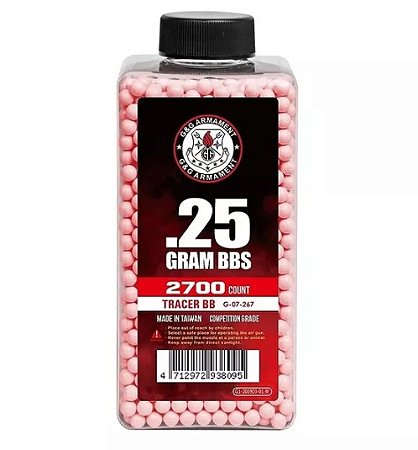 BBS G&G TRACER VERMELHA 0.25gr - 2700 UNIDADES