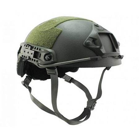 CAPACETE TÁTICO MILITAR EMERSON FAST S/ PROTEÇÃO DE ORELHA, COM SISTEMA DE REGULAGEM - VERDE