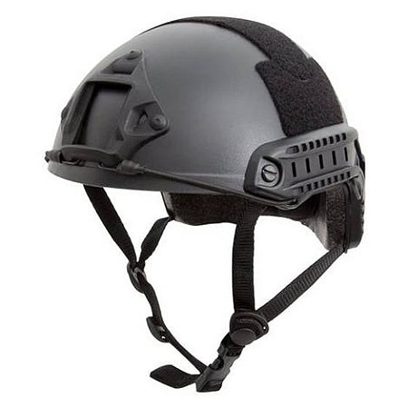 CAPACETE TÁTICO MILITAR EMRSON FAST S/ PROTEÇÃO DE ORELHA, COM SISTEMA DE REGULAGEM - PRETO
