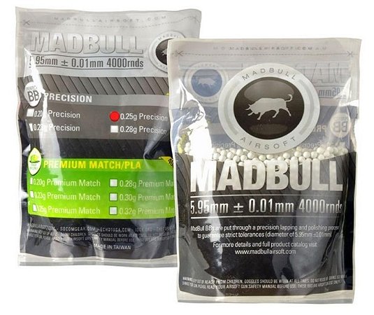 MADBULL AIRSOFT BBS 0.25G PRECISION GRADE 4000 RDS (BAG)