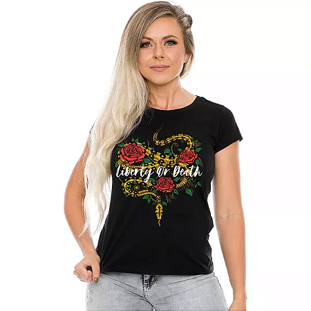 CAMISETA FEMININA LIBERTY OR DEATH - TEAMSIX