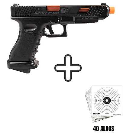 PISTOLA AIRSOFT ROSSI GK COMBAT MASTER GBB 6MM + ALVOS