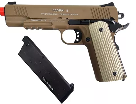 PISTOLA DE AIRSOFT 1911 MKII PTP TERRA NEGRA - KWA - BRAVUS
