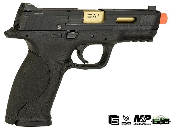 PISTOLA AIRSOFT GBB LICENCIADA EMG / SAI / SMITH & WESSON M&P 9 EM TAMANHO REAL