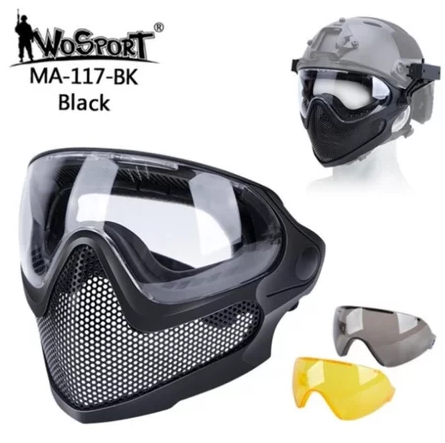 WOSPORT PILOT MASCARA DE PROTECAO FULL FACE COM TELA MESH