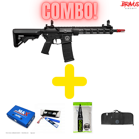 RIFLE AIRSOFT ROSSI AR15 NEPTUNE 10 PLUS GATILHO PROGRAMÁVEL + BATERIA LIPO 11.1V LEAO + CARREGADRO DE BATERIA B3 + PACOTE DE BBS 0.25(4000 UNI) + SPEED LOADER ROSSI 150 BBS + CASE ROSSI