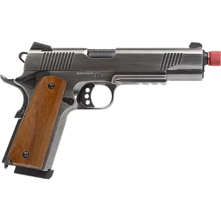 Pistola Airsoft Green Gas Rossi 1911 Prata Madeira Blowback 6mm