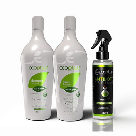 Kit Escova Progressiva Argan (2x1L) + Antídoto Capilar Ecoplus 200mL