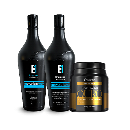 Combo Shampoo Evolutione + Máscara Disciplinante Evolutione + Banho de Ouro
