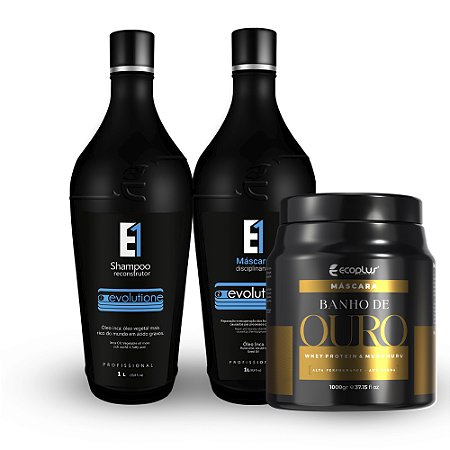 Combo Shampoo Evolutione + Máscara Disciplinante Evolutione + Banho de Ouro