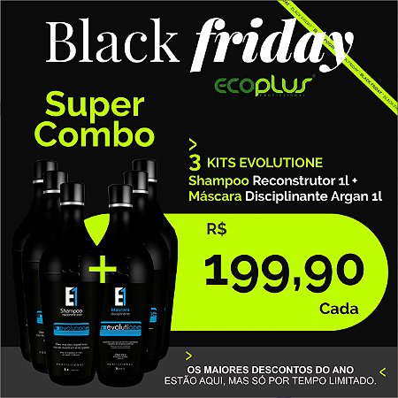 3 KITS EVOLUTIONE Shampoo Reconstrutor 1l + Máscara Disciplinante Argan 1l