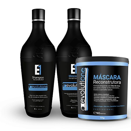 Combo Shampoo Evolutione + Máscara Disciplinante Evolutione + Máscara Reconstrutora Evolutione