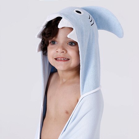 Toalha de Banho com Capuz - Tubarão Infantil