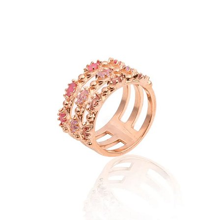 Anel Jardim Folheado Ouro Rosé 18k