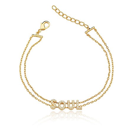 Pulseira Soul Cravejada Folheado Ouro Amarelo 18k