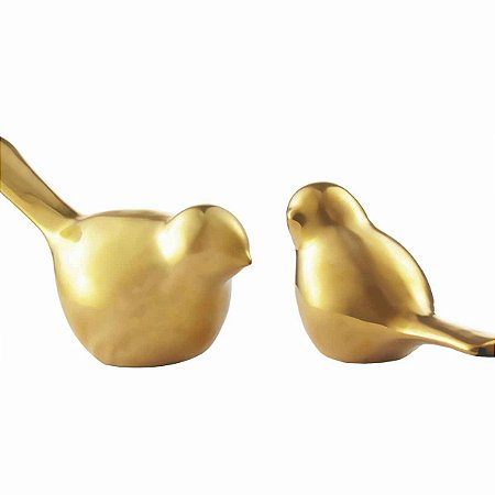 Kit Pássaro Dourado em Cerâmica