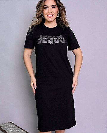 Vestido Algodão Jesus Caminho Preto - Consagra Tshirts - Distrito Tshirts