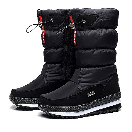 Botas de neve com plataforma pelúciada grossa  impermeável cano alto