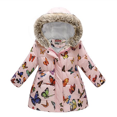 Jaqueta Parka Infantil com Capuz Meninas casaco de inverno