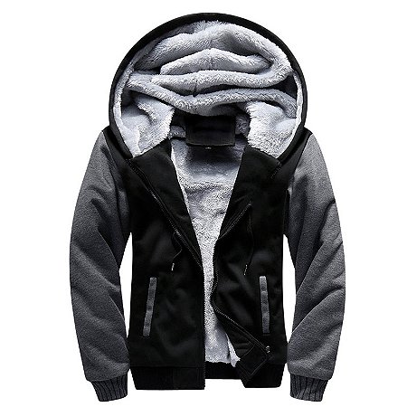 Blusa de moletom forrada grossa peluciada com capuz