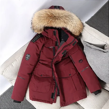 Casaco longo com capuz masculino com Pelinho | Jaqueta à prova de vento e Chuva Modernidade e estilo Proprio