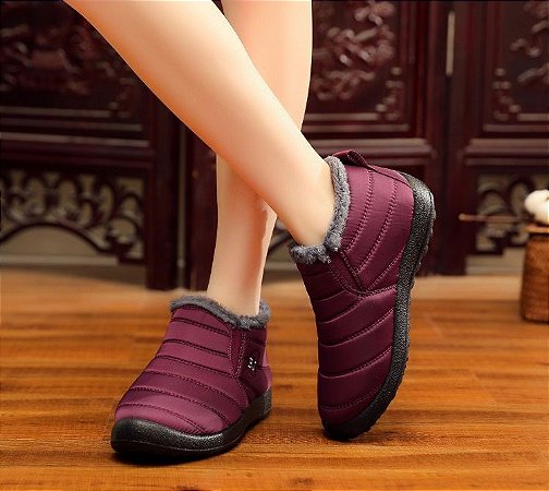 Sapato feminino de neve frio peluciado forrado inverno 2020
