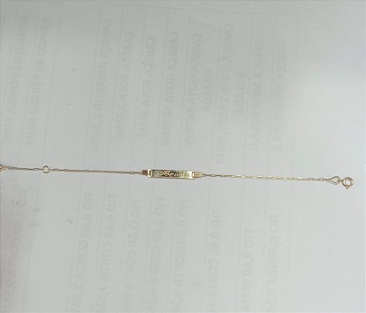 Pulseira infantil de chapinha ouro 18k