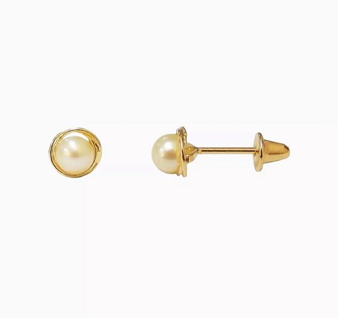 Brinco rococó 3mm ouro 18k