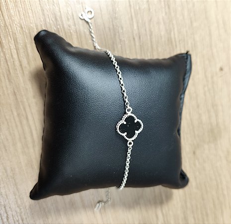 Pulseira Trevo Onix 10mm