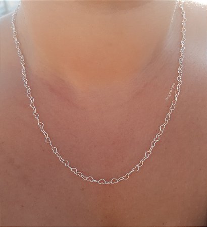 Colar elos corações 3mm