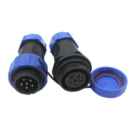 Conector 6 Pinos PD4 21mm Impermeavel IP68 Cabo - Cabo