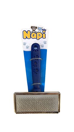 Rasqueadeira para Cães e Gatos Azul com Cabo de Plástico