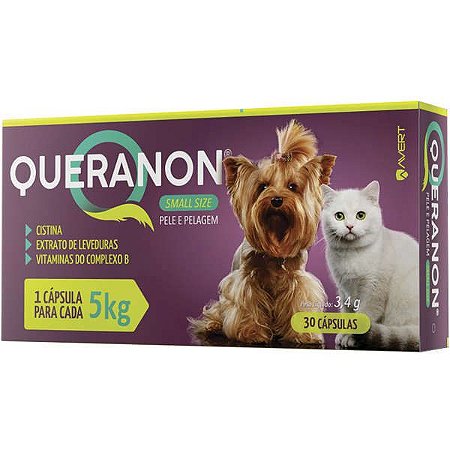 Suplemento Alimentar Queranon para Cães e Gatos Small Ate 5 kg  30 Cápsulas