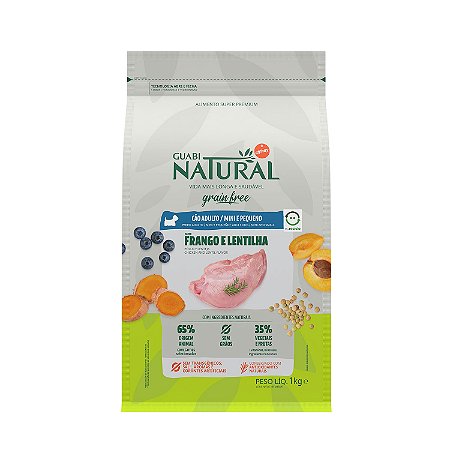 Ração Guabi Natural Grain Free Cão Adulto Mini e Pequeno Frango e Lentilha