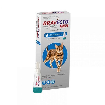 Bravecto Plus Gatos 2,8kg-6,25KG 1pipeta