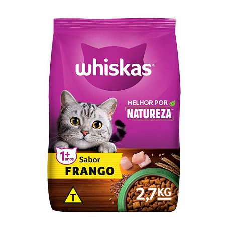 Ração Whiskas Gatos Adultos Melhor Por Natureza Frango 2,7 kg